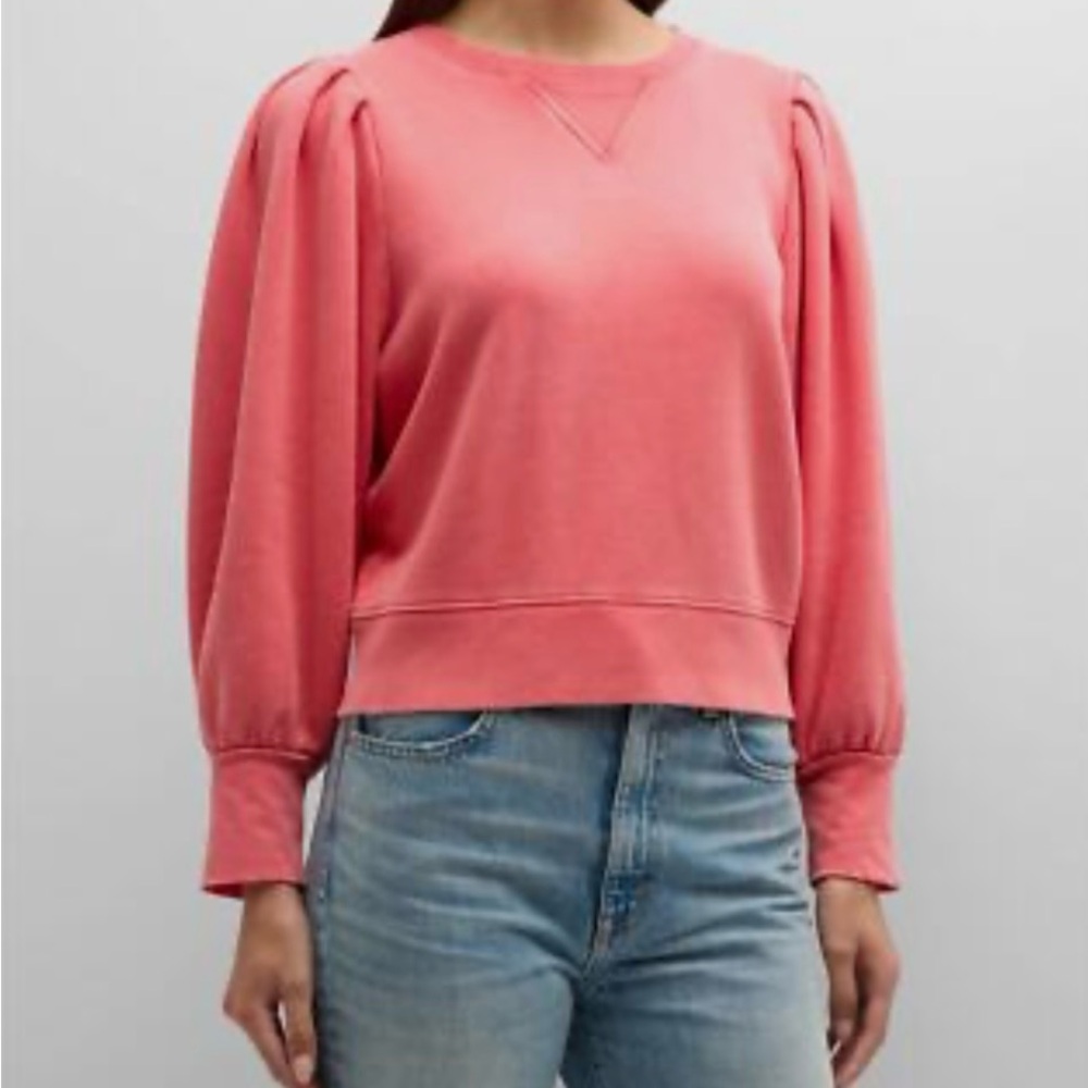 Rails Pinky/Coral Tiffany Crewneck Sweatshirt with Puff Sleeves